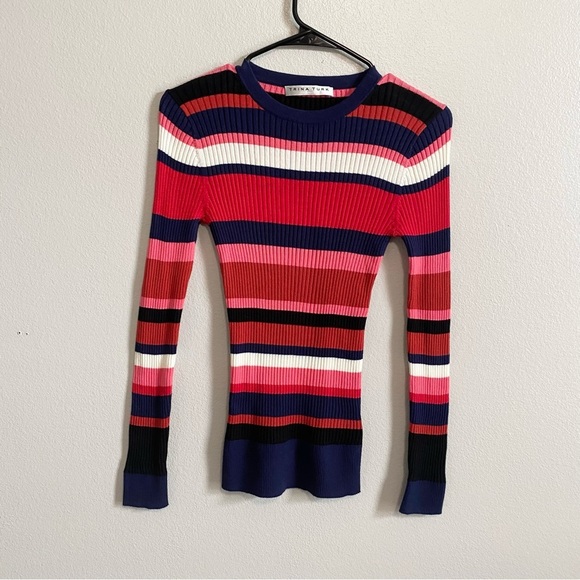 TRINA TURK Cotton Stripe Agent 2 Long Sleeve Sweater Size S/M - Picture 3 of 7